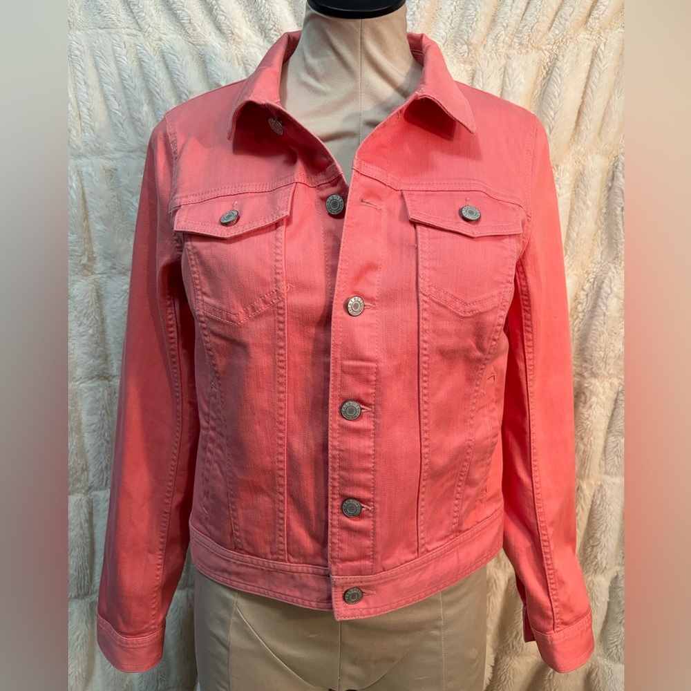Talbots coral colored denim jacket size small